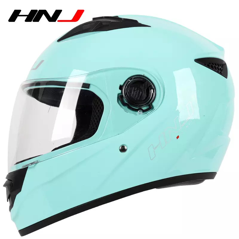 full mint motorcycle helmet Blue Mint HNJ Motorcycle Helmet with Clear Visor