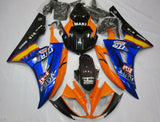 Orange, Blue and Black Fairing Kit for a 2006 & 2007 Yamaha YZF-R6 motorcycle
