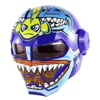 blue iron man motorcycle helmet Blue Shark Iron Man Motorcycle Helmet