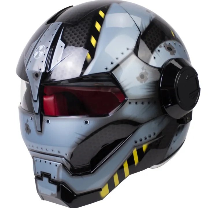 Iron Man Motorcycle Helmet | Blue Metal Navy Soldier | Kings