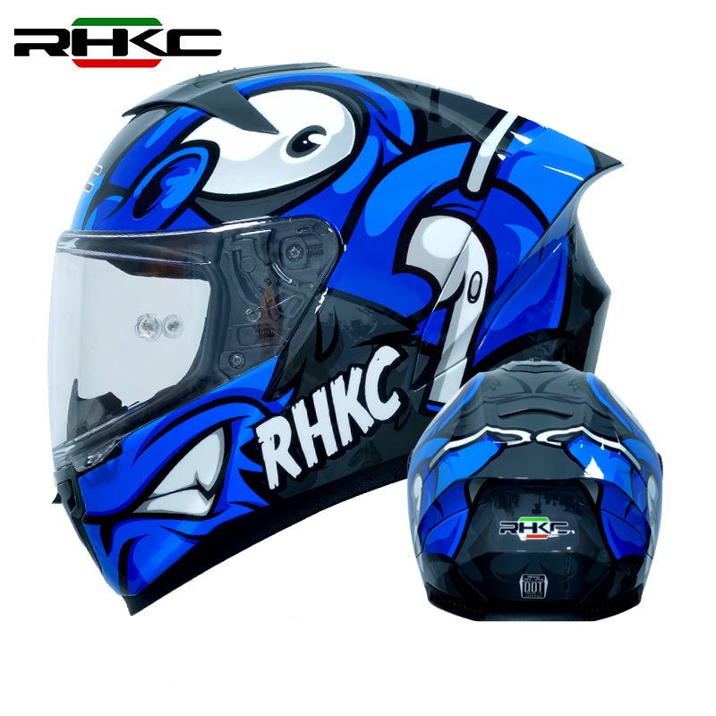 Motorcycle Helmet | Blue, White, Animal