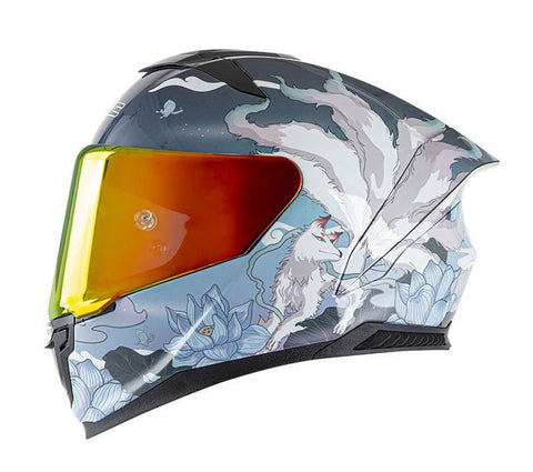 Blue & White Fox Motorcycle Helmet at KingsMotorcycleFairings.com