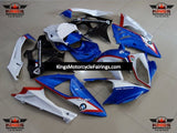Blue, White, Red and Black Fairing Kit for a 2009, 2010, 2011, 2012, 2013 and 2014 BMW S1000RR motorcycle