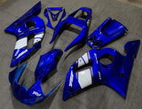 Blue, White and Silver Fairing Kit for a 1998, 1999, 2000, 2001 & 2002 Yamaha YZF-R6 motorcycle