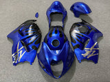 Blue, Black and Chrome Flame Fairing Kit for a 1999, 2000, 2001, 2002, 2003, 2004, 2005, 2006, & 2007 Suzuki GSX-R1300 Hayabusa motorcycle