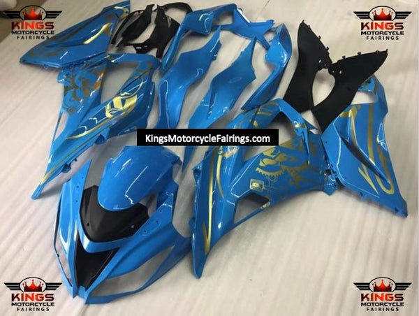 Fairing Kit for a Kawasaki Ninja ZX10R (2016-2020) Blue & Gold