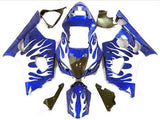 Blue and White Flame Fairing Kit for a 2003 & 2004 Suzuki GSX-R1000 motorcycle