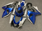 Blue, White and Silver Fairing Kit for a 2009, 2010, 2011, 2012, 2013, 2014, 2015 & 2016 Suzuki GSX-R1000 motorcycle