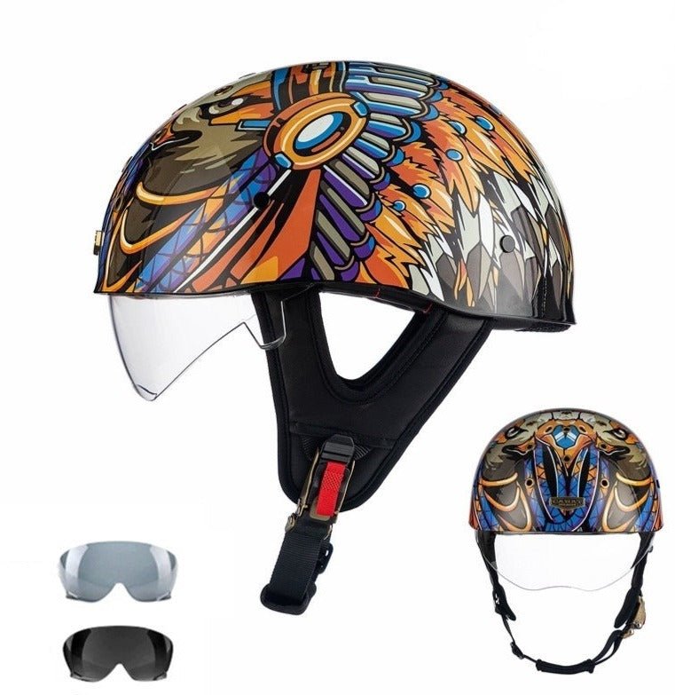 brown motorcycle helmets Half Bucket Motorcycle Helmet | Brown, Orange Indian