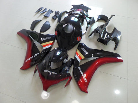 Black and Candy Red Mugen Fairing Kit for a 2008, 2009, 2010 & 2011 Honda CBR1000RR motorcycle