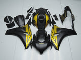 Matte Black and Gold Fairing Kit for a 2008, 2009, 2010 & 2011 Honda CBR1000RR motorcycle