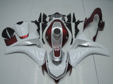 White, Candy Red and Silver Fairing Kit for a 2008, 2009, 2010 & 2011 Honda CBR1000RR motorcycle.