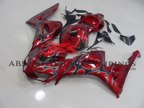Honda CBR1000RR (2006-2007) Candy Apple Red & Gray Tribal Flame Fairings