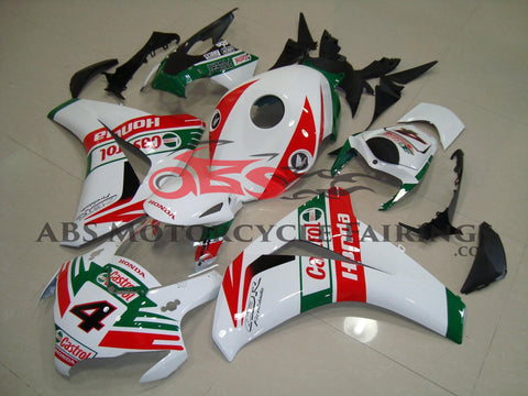 White, Red and Green Castrol #4 Fairing Kit for a 2008, 2009, 2010 & 2011 Honda CBR1000RR motorcycle