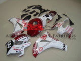 White and Candy Apple Red MUSASHI HARC Pro Fairing Kit for a 2006 & 2007 Honda CBR1000RR motorcycle