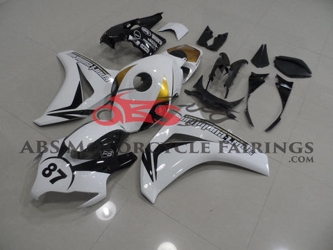 White, Black and Gold Fairing Kit for a 2008, 2009, 2010 & 2011 Honda CBR1000RR motorcycle