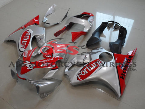 Honda CBR600F4i (2001-2003) Silver & Red Fortuna Race Fairings