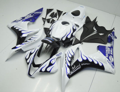Honda CBR600RR (2007-2008) White, Black & Blue Flame Fairings