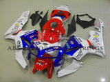 Red, White and Blue Racing Fairing Kit for a 2005, 2006 Honda CBR600RR motorcycle