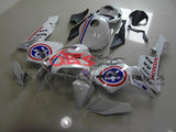 White, Red and Blue Racing Fairing Kit for a 2005, 2006 Honda CBR600RR motorcycle