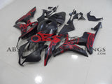 Matte Black and Red Fairing Kit for a 2007, 2008 Honda CBR600RR motorcycle
