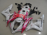 White and Pink Fairing Kit for a 2007, 2008 Honda CBR600RR motorcycle