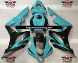 Blue Cyan and Black Fairing Kit for a 2007 and 2008 Honda CBR600RR motorcycle
