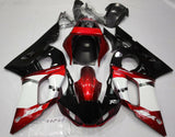 Candy Red, Black, White and Silver Fairing Kit for a 1998, 1999, 2000, 2001 & 2002 Yamaha YZF-R6 motorcycle