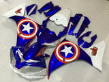 Blue, White and Red Captain America Fairing Kit for a 2009, 2010 & 2011 Yamaha YZF-R1 motorcycle