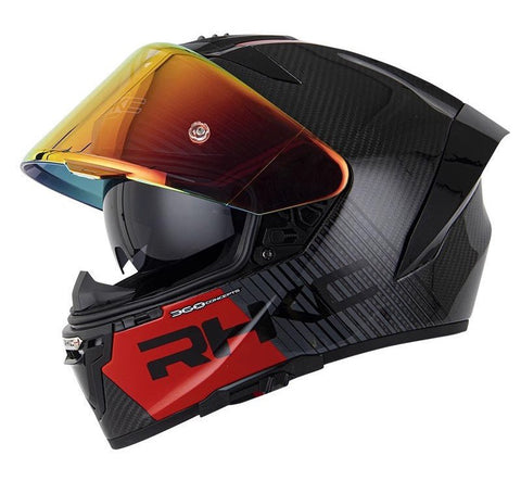 Carbon Fiber 3k & Red RHKC 360 Motorcycle Helmet at KingsMotorcycleFairings.com