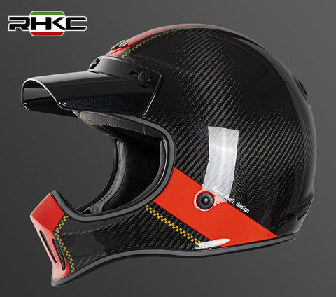 Carbon Fiber, Red & Black RHKC Motorcycle Helmet at KingsMotorcycleFairings.com.