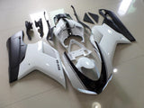 White and Black Striped Fairing Kit for a 2007, 2008, 2009, 2010, 2011, 2012, 2013 & 2014 Ducati 848 motorcycle