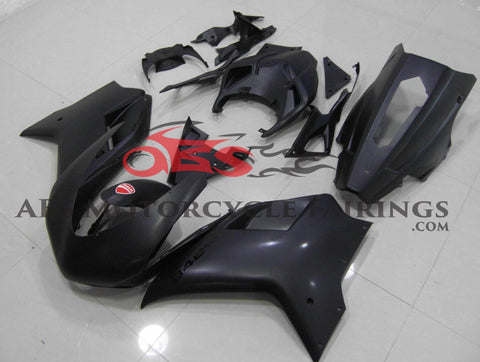 Matte Black and Black Fairing Kit for a 2007, 2008, 2009, 2010, 2011 & 2012 Ducati 1198 motorcycle