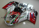 White, Red & Green #46 Fairing Kit for a 2007, 2008, 2009, 2010, 2011, 2012, 2013 & 2014 Ducati 848 motorcycle