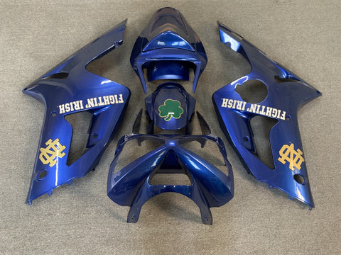 Blue Fighting Irish Fairing Kit for a 2003 & 2004 Kawasaki ZX-6R 636 motorcycle