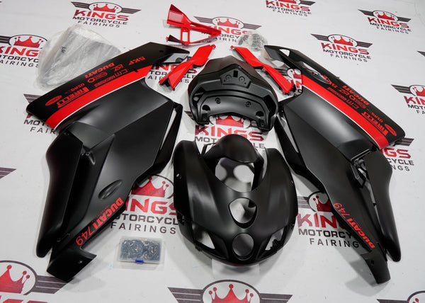 Ducati 749 Fairings (2005-2006) Matte Black, Red at KingsMotorcycleFairings.com