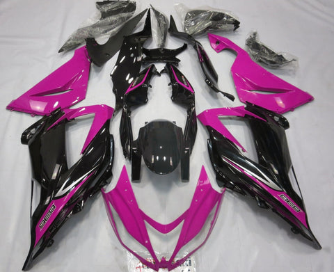 FAIRINGS FOR KAWASAKI ZX6R 636 (2013-2018) PINK, BLACK & SILVER at KingsMotorcycleFairings.com