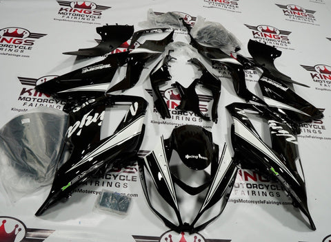 Fairing kit for a Kawasaki ZX6R 636 (2013-2018) Black & White Elf at KingsMotorcycleFairings.com
