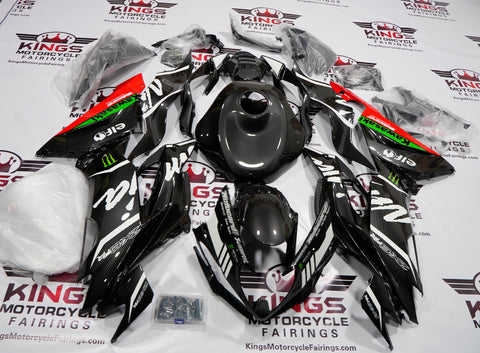 Fairing kit for a Kawasaki Ninja ZX6R 636 (2019-2023) Faux Carbon Fiber, Red & Green at KingsMotorcycleFairings.com