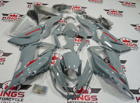 Fairing kit for a Kawasaki ZX6R 636 (2013-2018) Light Nardo Gray & Red