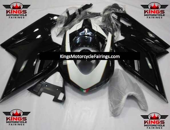 MR Ducati 1098 Fairings (2007-2012) Black, White & Gold – Kings