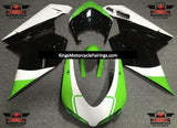 Green, White and Black Fairing Kit for a 2007, 2008, 2009, 2010, 2011, 2012, 2013 & 2014 Ducati 848 motorcycle