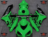 Green and Black Tribal Fairing Kit for a 2004 and 2005 Honda CBR1000RR motorcycle