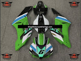 Green, Black, Blue and White Multicolored 6 Fairing Kit for a 2004 & 2005 Honda CBR1000RR motorcycle