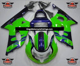 Green, Blue, Black and White Tribal Fairing Kit for a 2000, 2001, 2002 & 2003 Suzuki GSX-R600 motorcycle