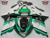 Green, White, Light Green and Dark Green Fairing Kit for a 2004 & 2005 Suzuki GSX-R750 motorcycle