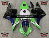 Green, White, Blue and Black Fairing Kit for a 2009, 2010, 2011 & 2012 Honda CBR600RR motorcycle