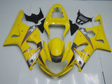Yellow, Silver, White and Red Fairing Kit for a 2000, 2001 & 2002 Suzuki GSX-R1000 motorcycle
