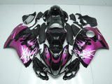 Black and Pink Flames Fairing Kit for a 2008, 2009, 2010, 2011, 2012, 2013, 2014, 2015, 2016, 2017, 2018 & 2019 Suzuki GSX-R1300 Hayabusa motorcycle
