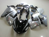 Black, Silver and Chrome Fairing Kit for a 1999, 2000, 2001, 2002, 2003, 2004, 2005, 2006, & 2007 Suzuki GSX-R1300 Hayabusa motorcycle